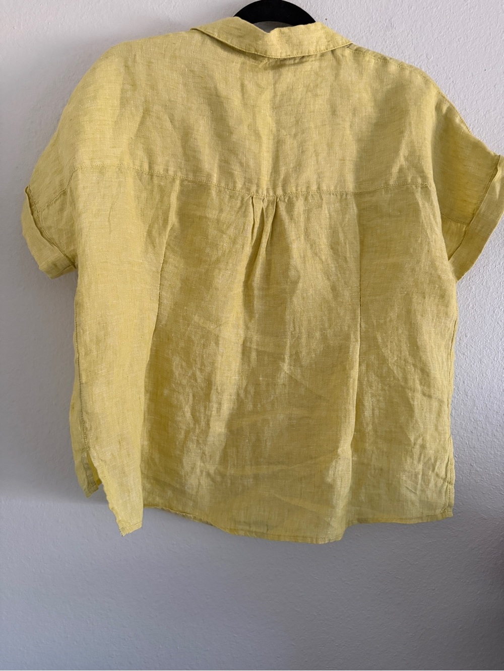 Cynthia Rowley Linen Shirt Yellow Boxy Button Classic Beach - Picture 2 of 3
